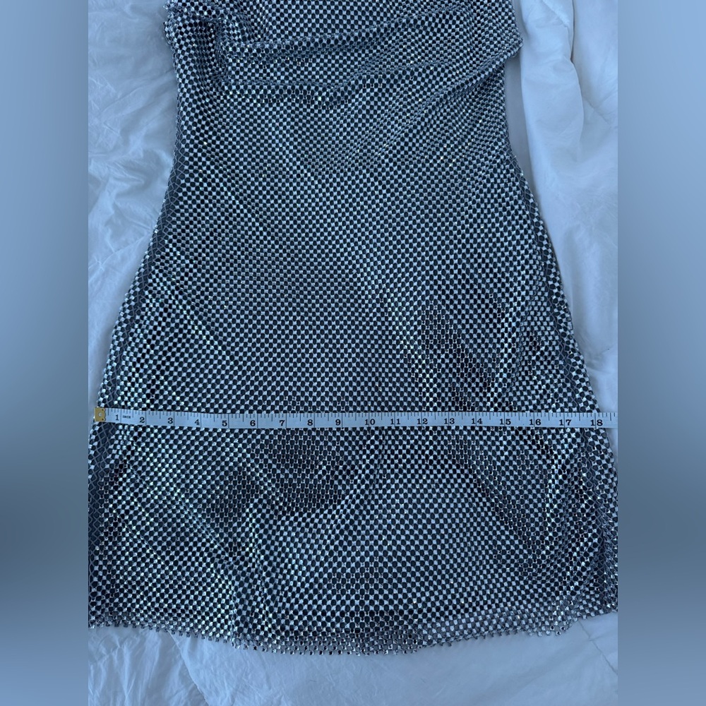 ZARA Metallic Silver Strapless Dress - Picture 10 of 11